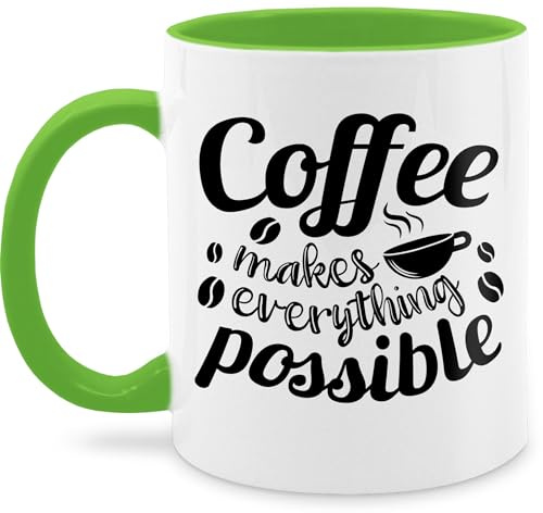 Tasse Tassen 325ml - Statement - Coffee makes everything possible - 325 ml - Hellgrün - kaffetassen sprüche statements kaffeetasse statement-tasse frohes neues jahr kaffeetassen new year mug