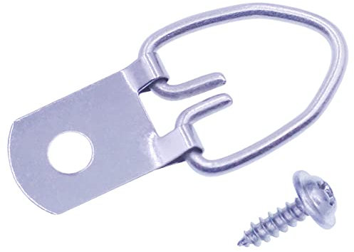 Lot de 50 crochets à anneau en D avec vis, pour accrocher des photos, miroirs, horloge, décoration, peintures, cadre photo