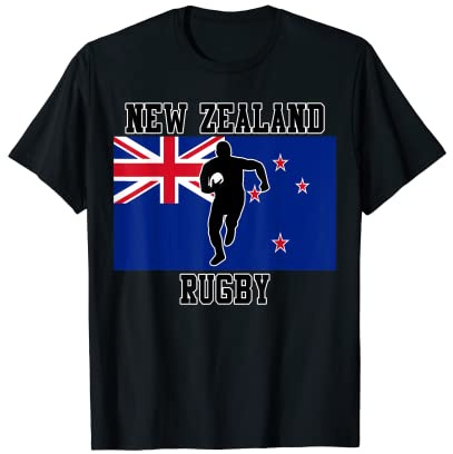 Rugby de Nouvelle-Zélande avec drapeau NZ T-Shirt