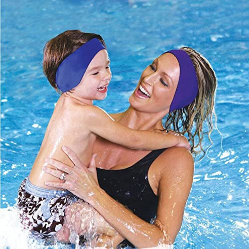 Swim Headband Ear Protection Neoprene Adjustable Blue Large | Stretchy Water Sport Gear, Hair Guard For Shower, Washable Diving Accessory, Unisex Swimming Alternative