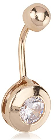 NKlaus Bauchnabelpiercing 333 Gelbgold, Zirkonia Weiß, 9–10mm, 1 Stück | Bananenform; 1,15mm dick