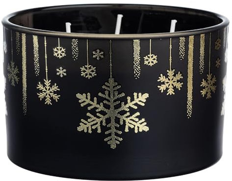 WAX LYRICAL Lyrical, Sparkling Snowflake, Multi Wick Scented Candle, Shimmer & Shine, Up to 45 Hour Burn Time, WL5204, Black, one Size