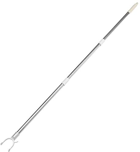 Cabilock Percha Telescópica Tenedor Perchas Palos Empalmables Prenda de Acero de Alto Alcance Extensible Cortina Tenedor de Vestir Beige Colgar Aire de Alcance Múltiple Y Tensión