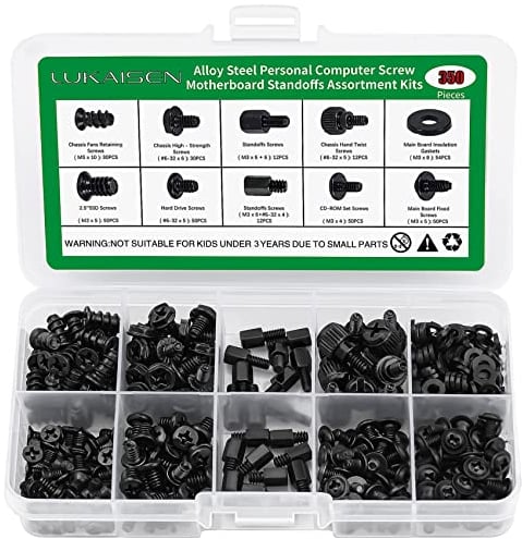 350 Pcs Computer Screw Set, PC Case Motherboard Standoffs Screws #6-32 Male to M3 Female Standoffs Sets for Personal Computer Screw Standoffs Set Kit for PC Case Motherboard HDD SSD CD-ROM Hard Drive