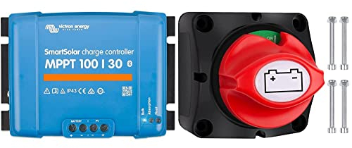 Victron SmartSolar MPPT Laderegler 100/30 12V / 24V Bluetooth Dongle & Bolatus Batterie Trennschalter 12V 24V 48V Batterieschalter 1-2-Both-OFF, 275A Hauptschalter Stromschalter Akku Trennen Master