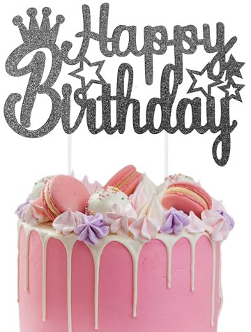 Happy Birthday Cake Toppers, Cake Toppers Happy Birthday, Birthday Cake Decorations, Birthday Party Decoration Supplies, Happy Birthday Cake Sign, Theme Party Decorations Supplies Black