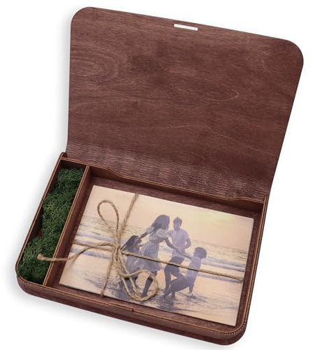woodmanucom Foto Aufbewahrungsbox mit Deckel Gravur, Holzkiste Fotokiste, Holzbox Geschenkbox, Box für Fotos, Fotoalbum-Box Aufbewahrungsbox Holz Personalisiert (10x15, Mahagoni)