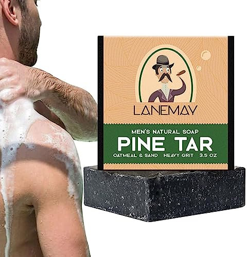 1/4 Pack Natural Soap for Men 100 g - Pine Tar Soap for Moisturizing, Brightening, Degreasing | by Oats, Pine Tar, Oil, Shea Butter, Etc. Naturally Extracted Spices, Refreshing and Non-sticky