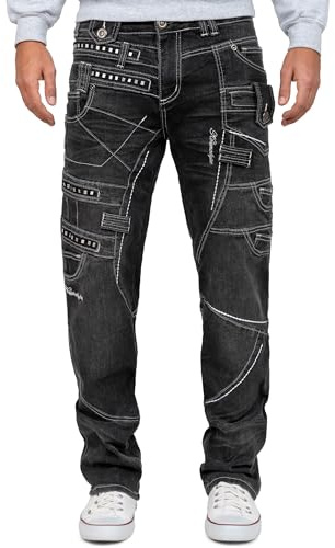 Cipo & Baxx Herren Jeans Slim & Regular Fit Bikerstyle Strass | Denim mit Destroyed-Effekten, markante Details, verschiedene Schnitte, individueller Look für Alltag und Freizeit