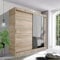 German Sliding Wardrobe Contemporary Bedroom Sliding Wardrobe with LED Light - Spacious and Stylish Design comes in White/Grey/Black/Oak and Width 120cm/150cm/180cm/203cm/250cm (Oak, 120cm)