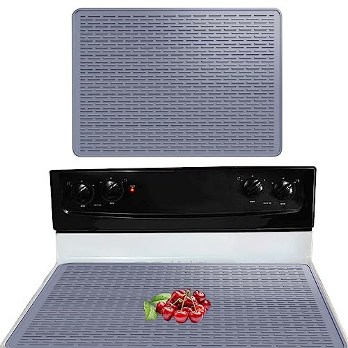 Silicone Hob Cover Mats, Induction Hob Protector, Cooktop Scratch Protector Non-Slip, Induction Hob Protector for Ceramic Hob, Waterproof Heat Resistant Glass Cooktop Cover 27.95 X 19.68In (Gray)
