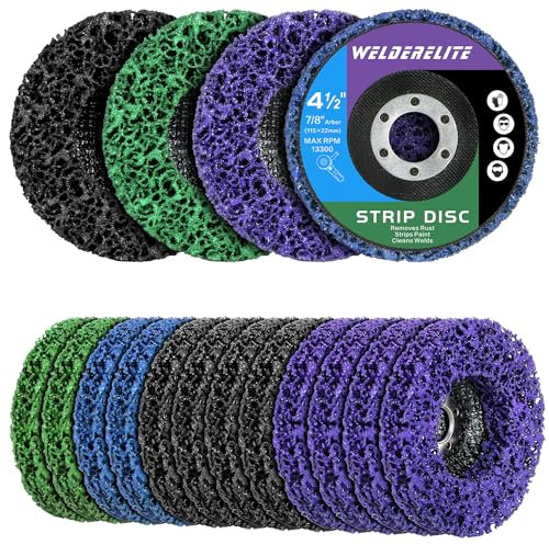 WelderElite 12-Pack Paint Stripper Discs for Angle Grinder, 4-1/2 x 7/8 - Multi-Surface Rust, Paint, and Oxide Removal Wheels for Metal and Wood
