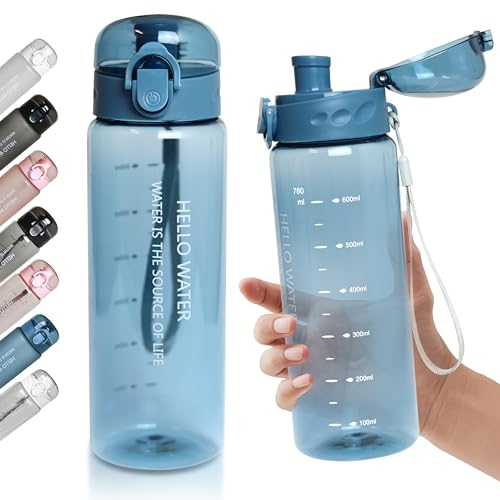 Trinkflasche, Sport Trinkflasche,780ML Auslaufsicher Sport Wasserflasche, Sportflasche für Fahrrad, Camping, Yoga, Gym (1 Flasche) (Blau)