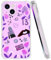 Seconddog Cool Art Aesthetic Cartoon Collage Pop Phone Case, Aesthetic Purple Print Singer Print Cover Phone Fans Clear Case for iPhone 7/8/SE for Teen Girls, Women