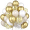 Luftballons Gold Weiß, 60 Stück Weiß Beige Gold Latexballons mit Gold Konfetti Ballons, Weißsand Metallic Gold Luftballons für Geburtstag Jubiläumsfeiern und Boho Babyparty Hochzeit JGA Party Deko