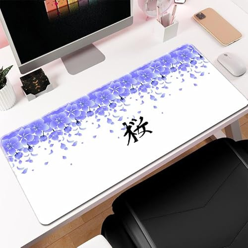 Hixingo Fleur de Cerisier Japonais Tapis de Souris XXL, Tapis de Souris Gamer, Tapis Souris avec Bords Cousus, Tapis de Souris en Base Antidérapante Convient Gaming, Maison (800x300x3mm,Sakura 1)