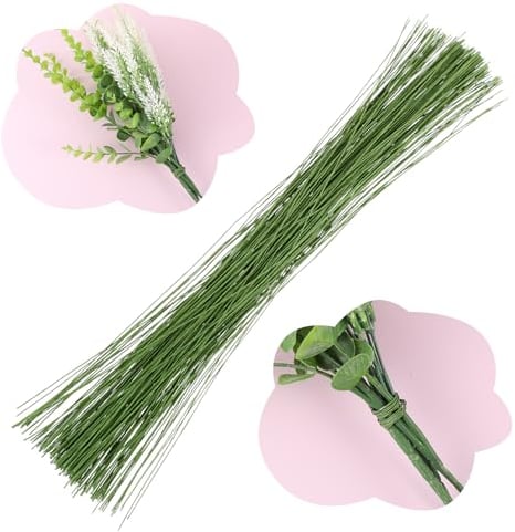 Blumendraht, 200 Stück Draht Grün Draht zum Basteln, Blumendraht Grün 36 cm Lang, Blumendraht Grün Draht 26 Gauge, für die Herstellung von Blumenhandwerk, künstlichen Blumen, Blumenbouquets