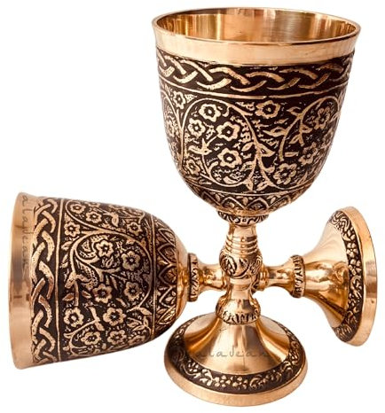 Vintage Chalice Medieval Goblet | 1x Solid Brass Red Wine Glass Cups of Royal King Arthur - Renaissance, Birthday Gifts Christmas Wedding Anniversary Novelty Ceremonial Drinkware (Czar Goblet)