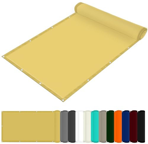 Rechteck Sonnenschutz Garten Balkon 240 x 260 cm Wetterschutz Wasserabweisend Balkon Sichtschutz Uv-Schutz-Polyestergewebe mit Seil Sonnenschutz Markise für Balkon Terrasse Und Garten, Creme Farben