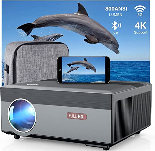 Projector 4K with 5G WIFI and Bluetooth,Native 1080P Ultra HD Built in Smart Android TV,Netflix/YouTube/Prime Video Compatible,800ANSI High Lumen Outdoor Movie Home Cinema Projector with HDMI USB AV