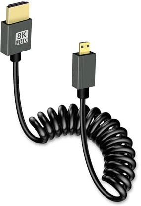 GELRHONR 4k-Spiralkabel für HDTV, High Speed 4K@60Hz – Dünnes HDTV-Verlängerungskabel mit zwei Steckern, flexibles Federkabel für On-Camera-Monitore, Fernseher, Projektoren(Straight)