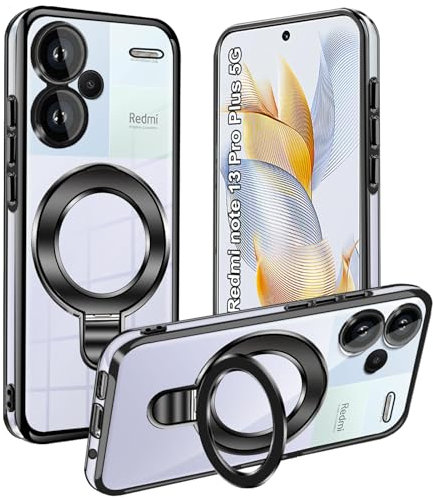 WeiCase Hülle für Xiaomi Redmi Note 13 Pro Plus 5G, magnetische transparente Hülle mit DIY-Ringhalter, ultradünne, weiche TPU-Silikon-stoßfeste handyhülle für Redmi Note 13 Pro Plus 5G