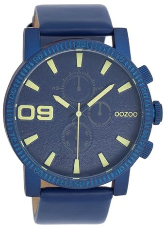 Oozoo - Timepieces Herren Uhr in Dunkelblau | Armbanduhr Herren mit Edelstahlarmband | Moderne Uhr für Herren | Edle Analog Herrenuhr in Rund C11436 (48mm Gehäuse)