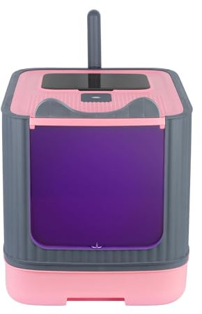 Bac à Litiere Chat Autonettoyante,Bac Litiere pour Chat,Litière Automatique Autonettoyant pour Chats, pour Chats avec des Rayons ultraviolets-44,5 * 36,5 * 34,5 cm-Rose-UV