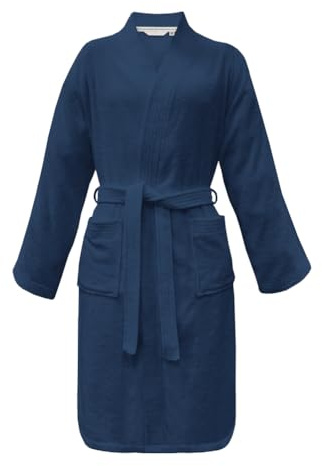 TOM TAILOR Kimonobademantel, Größe XL, 100% Baumwolle, CLASSIC BATHROBE Blau (Dark Navy)