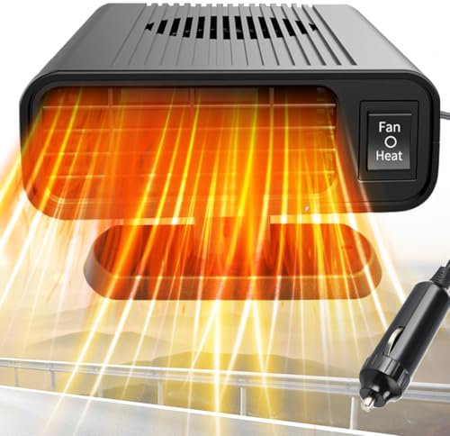 Showvigor 12V and 150W Car Heater, 2 in 1 Portable Heater that Plugs Into Cigarette Lighter, Automobile Windscreen Fan Windshield Demister Defroster, Car Heater Heating and Cooling