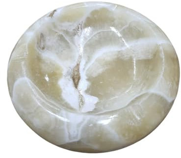 Handgefertigter Aschenbecher aus ägyptischem Alabaster, Durchmesser 13 cm, Höhe 3 cm