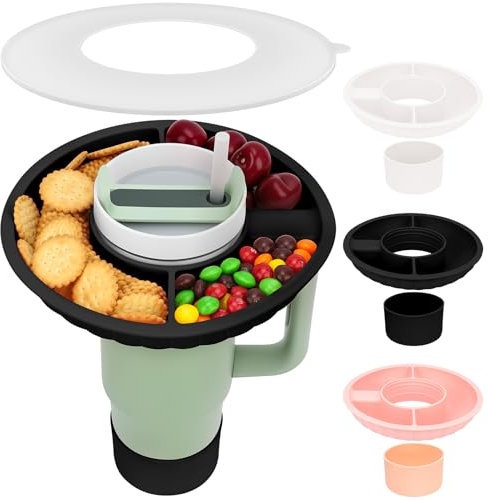 Yifield Snackschale 30oz mit Deckel – Nur für Stanley Cup & Quencher 30oz (887ml) | Snackteller/Essenshalter mit Silikon-Bottom Protector | Zubehör/Accessories für 0.8L Stanley Tumbler – Ohne Becher