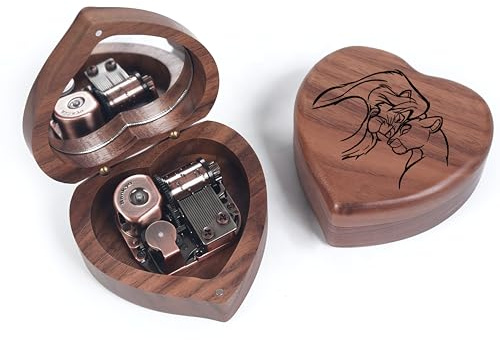 Melodiebox: Can You Feel the Love Tonight Holzspieluhr Herzförmig Spieluhr Musicbox Walnuss Federaufzug Neu