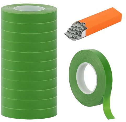 12 Rollen 30m Gemüseband, Pflanzenbinder Klett Plant ties Pflanzen Befestigung Kabelbinder Pflanzenbinder für Garten, Bandrollen für Pflanzenbindemaschine Baumband mit 10000pcs Klammern