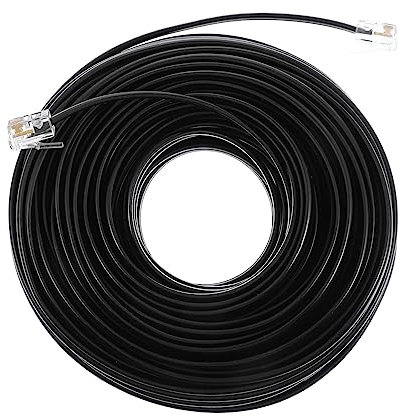 Hemobllo Cavo Di Prolunga Telefonico Nero Metri Per Casa e Ufficio Compatibile Con Telefono Fisso Fax e Modem Collegamento Sicuro Resistente e Montaggio Parete
