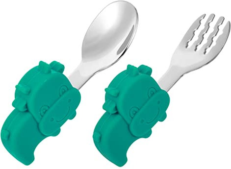 1 Jeu Ensemble Fourchette Et Cuillère Couverts Bébé Cuillère Pour Tout-petit Cuillère Bébé Outil Pour Manger Bébé Cuillère Fourchette Indispensable Bébé Gel De Silice Green GREENADSCAPE