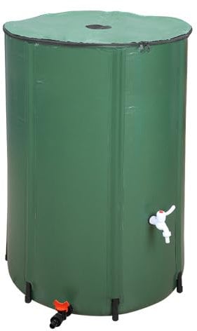 Bonnlo Recuperateur d Eau de Pluie Pliable 380L|cuve a Eau ，citerne Souple avec Robinet et Filtre|PVC 500D Étanche,Facile à Monter et Ranger[Vert]