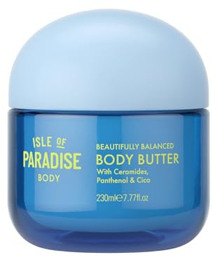 Isle of Paradise Beautifully Balanced Body Butter - For Soft, Smooth Skin - Skin Barrier Body Butter with Ceramides, Panthenol, and Cica - Strengthens and Locks in Moisture - 7.77 fl. oz