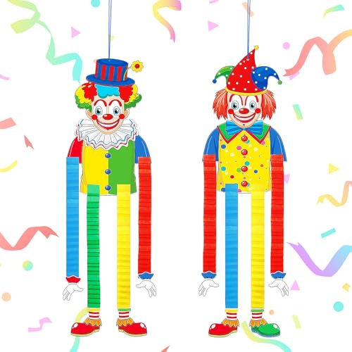 2 Stück Clown Banner Karneval, Clown Deko, Fasching Party Dekoration zum Aufhängen, Bunt Fasching Geburtstag Party Hintergrund, Fenster Wand Tür Dekoration für Karneval, Zirkus Deko und Geburststagspa
