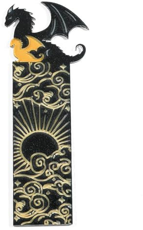 anneratteryer 1 piece Lesezeichen drache Lesezeichen anime Fourth wing merch Schwarzes goldenes Drachen-Lesezeichen doppelseitiges Muster Bücherregal-Dekoration für Jungen und Mädchen Buchliebhaber