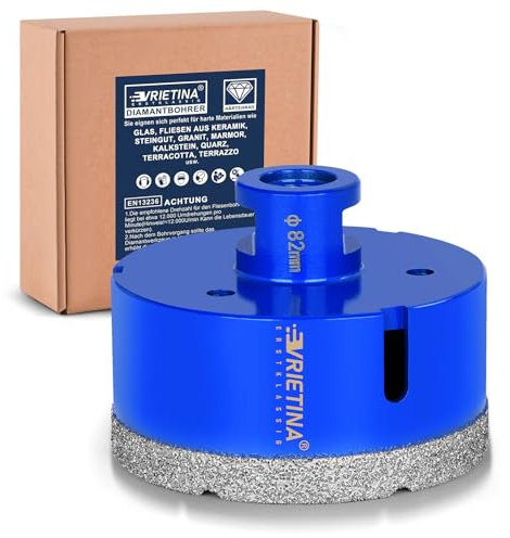 82mm Diamant Fliesenbohrer M14 Diamantbohrer Glasbohrer Nass- / Trocken Fliesenbohrkrone für Winkelschleifer, Diamant Bohrkrone Lochsäge Lochbohrer von Fliesen Marmor Granit Porzellan Feinsteinzeug