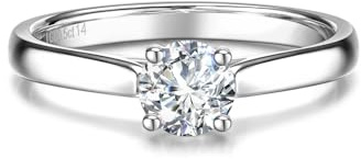 FANCIME 0,3-1 Karat Lab-Grown Diamant Ringe Damen, Solitär Diamant Ringe aus 925 Sterling Silber Verlobungsring Hochzeit Eheringe Valentinstag Schmuck für Damen Frauen Sie (D-E Farbe, VS Clarity)