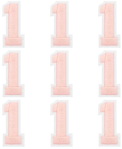 sourcing map Iron on Number Patches 2 Number 1 Iron on Embroidered Patch Sew on Letter Stickers Applique for Repairing Clothing Jeans Shoes Hats DIY(Pink, Pack of 9)
