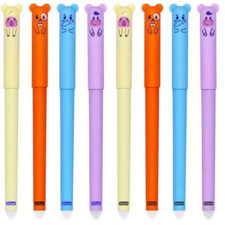 IKOPFLN 8 Stück Radierbarer Kugelschreiber, Tintenroller Radierbar Gelstiften, 0.5mm Radierbare Stifte, Kinder Cartoon Erasable Pen, Gelstifte Radierbar für Kinder Studenten, Geschenke für Studierende