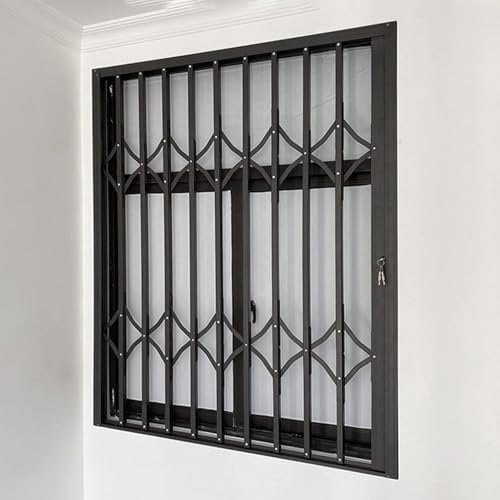 Fenstergitter Einbruchschutz Klappbares Fenstergitter aus Metall, Schiebefenster-Sicherheitsgitter mit Schloss Und Schlüssel, Diebstahlschutz für Fenster Im Innenbereich, für Keller, Balkon, Schuppen(