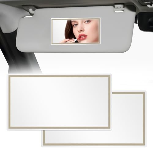 2 Pcs Rectángulo Espejo de Maquillaje,Espejo de Cosmética Autoadhesivo | de acero inoxidable, espejo cosmético universal para Automóviles,Visera de Coche,Baño o Pared de Dormitorio