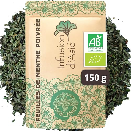 Khla - Menthe Poivrée Bio 150 g - Tisane & Infusion Bien-Être - Digestion & Fraîcheur Naturelle - Chaude ou Glacée - Sachet Vrac - Feuilles Hâchées - Origine Égypte
