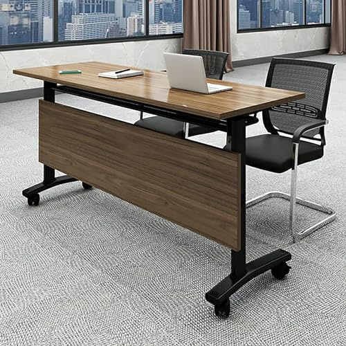 Tragbarer Klapptisch, klappbarer Konferenztisch mit Rollen, mobiler Klapptisch für Büro, Besprechungsraum und Klassenzimmer, rollbarer Schreibtisch L55 x B23
