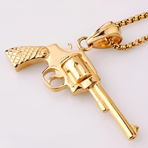LAMGUL Gold Schwarz Modell Revolver Gun Männer Halsketten Anhänger Punk für Freund Titan Stahl Hip Hop Rock Schmuck Kreativität Geschenk