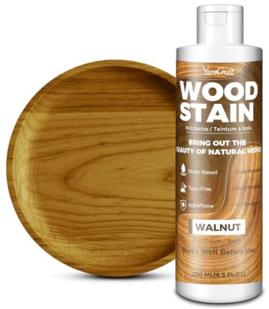 Mordente per Legno 250ml Noce Opaco a Base d’Acqua, Vernice per Legno Interni ed Esterni, Mobili Armadi Mensole Porte, Colorante Asciugatura Rapida, Atossico, Facile da Applicare, Wood stain